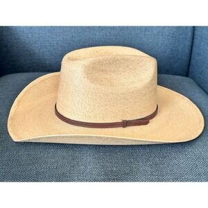Atwood Kids Straw Cowboy Hat Tan Western Cattleman Brim Size Medium